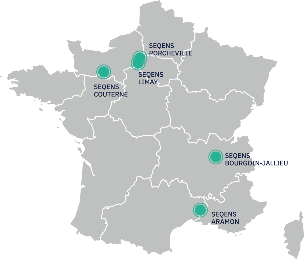 Cartographie des 5 projets SEQENS retenus dans le cadre de l'Appel à Manifestation d'Intérêt du gouvernement